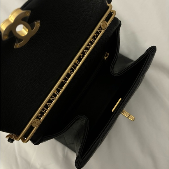 CHANEL 🖤 24S Black Caviar Leather Rue Cambon Mini Top Handle Bag - Picture 5 of 16